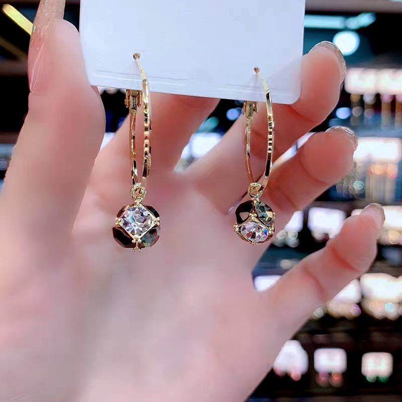 Silver Post Daimond Ball Earrings