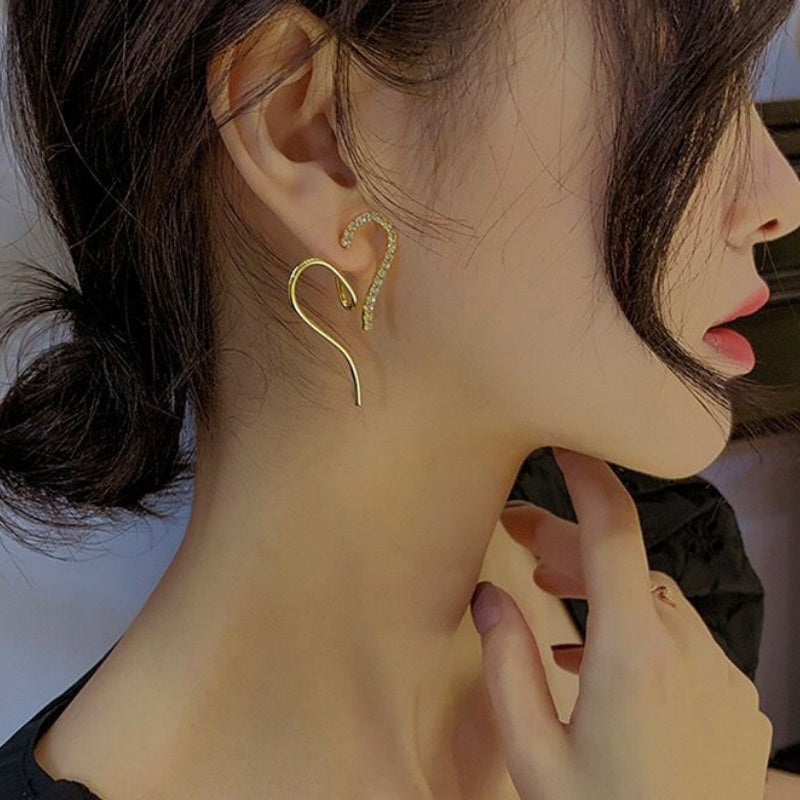 Silver Post Diamond Heart-Design Earrings