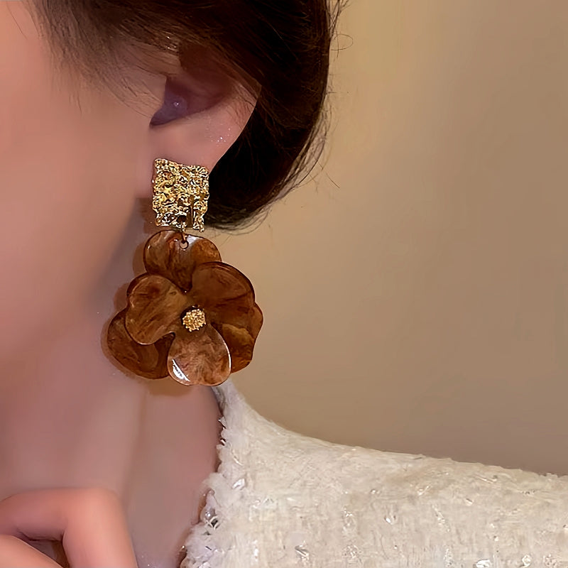 Silver Post Flower Earrings