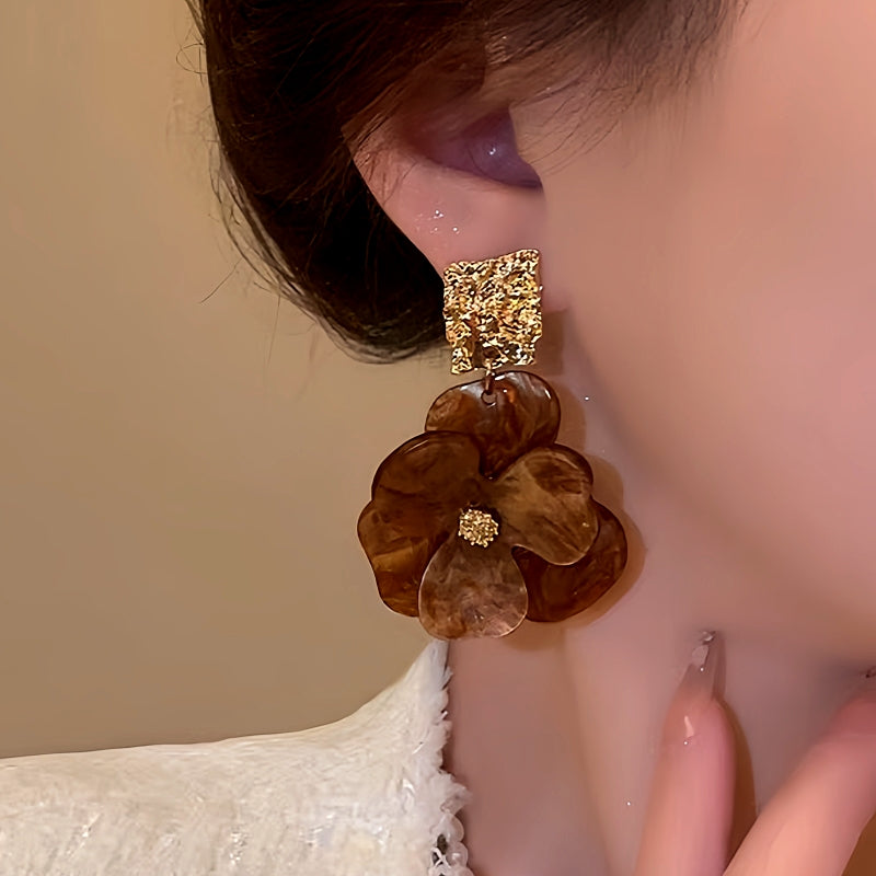 Silver Post Flower Earrings