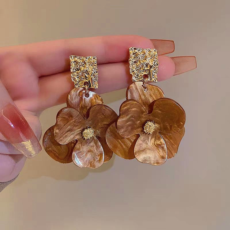 Silver Post Flower Earrings