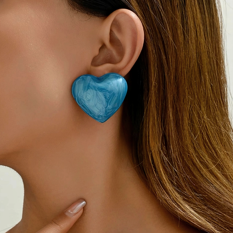 Silver Post Painted Heart Stud Earrings