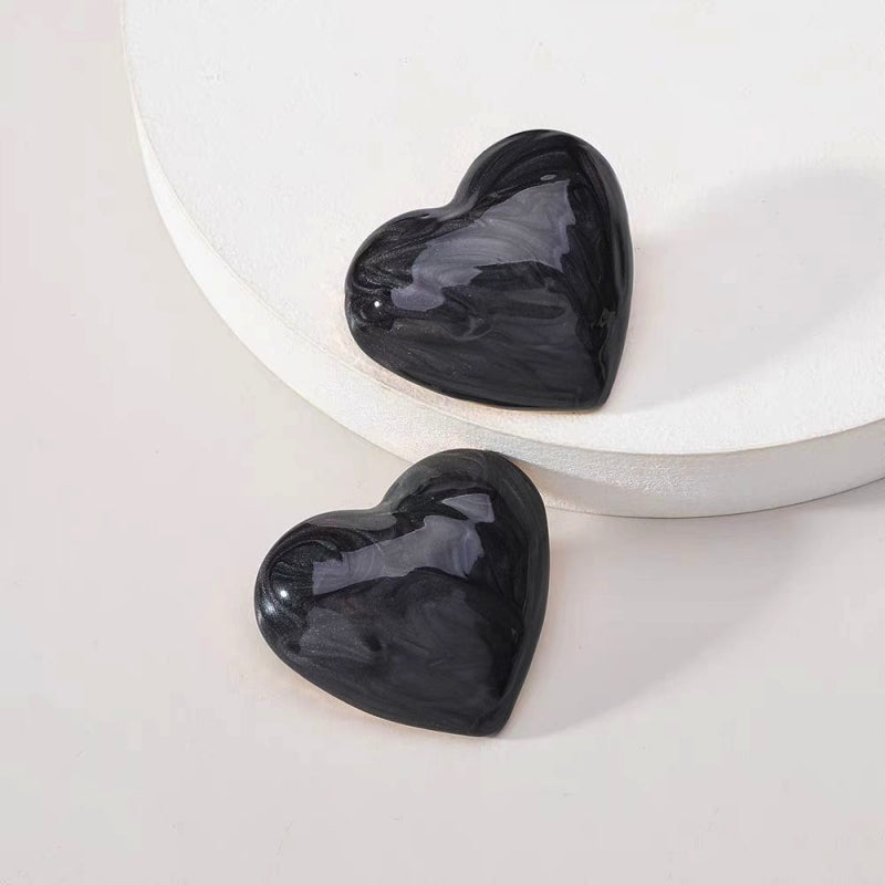 Silver Post Painted Heart Stud Earrings