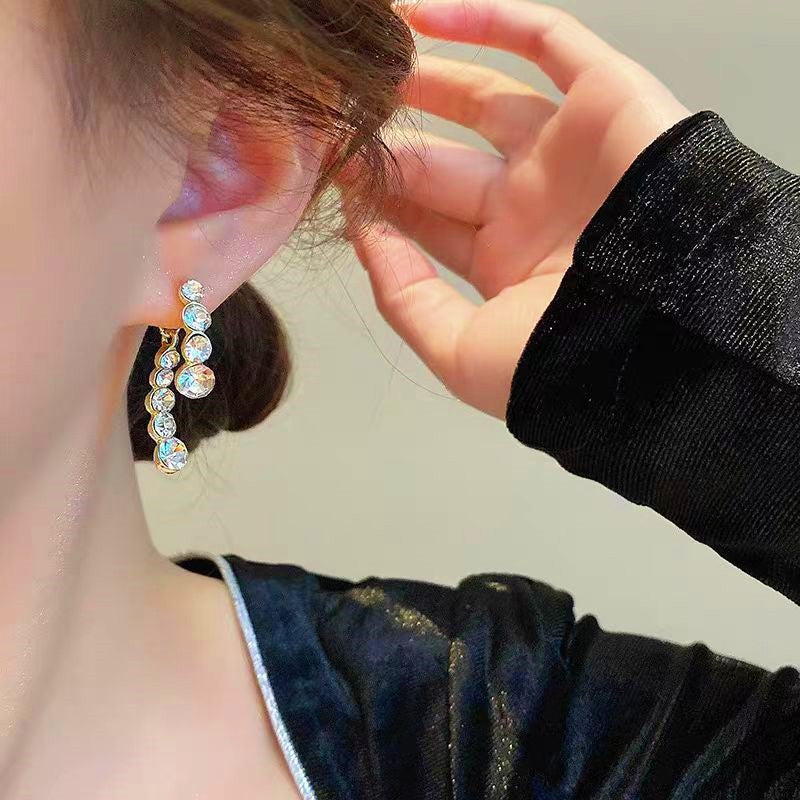 Silver Post Rhinestone Earrings