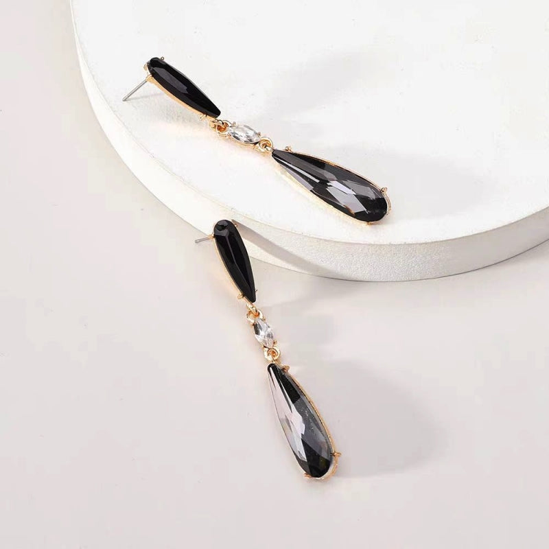 Silver Post Rhinestonen Water Drop Earrings