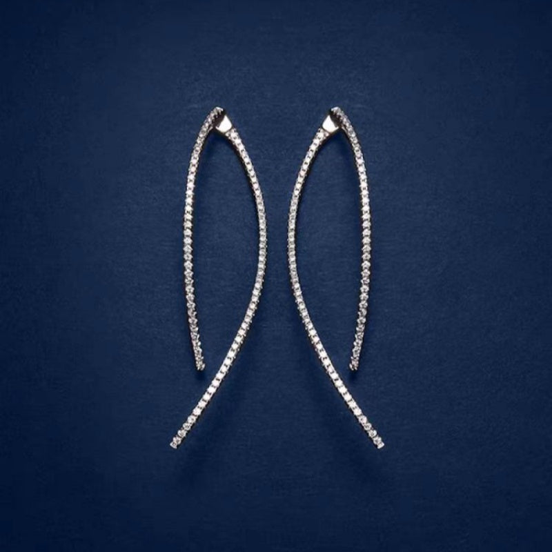 Silver Post Zircon Cross Earrings