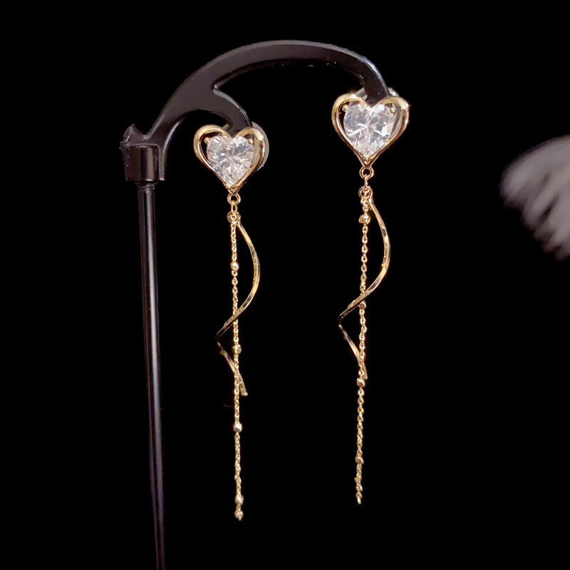 14K Gold-plated Zircon Love Earrings