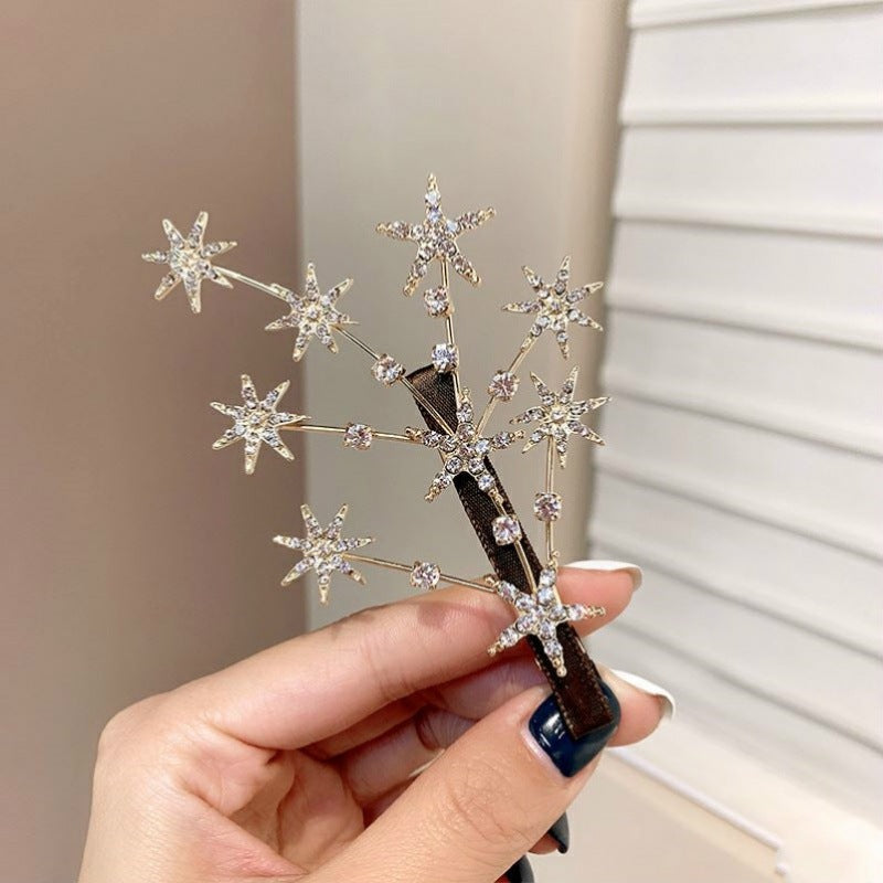 Sparkling Diamond Pentagram Branch Hairpin