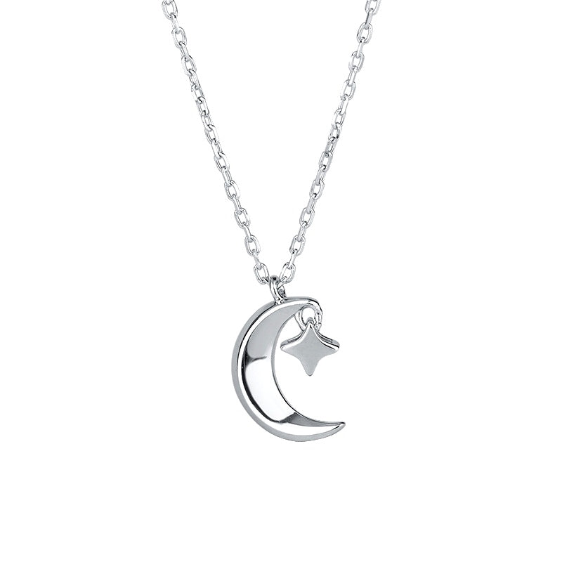 Sterling Silve Star And Moon Necklace