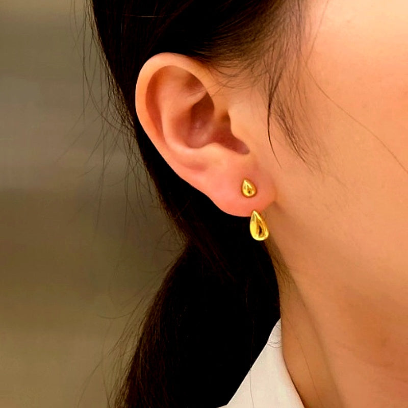 Sterling Silver 18K Gold-Plated Water Drop Earrings