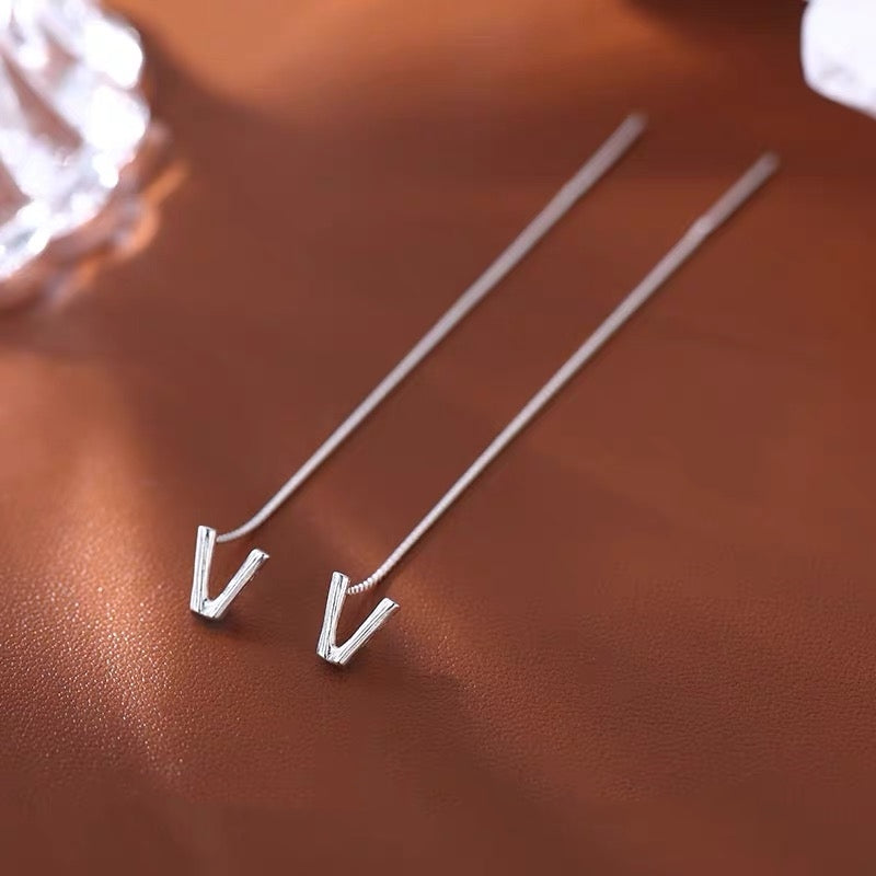 Sterling Silver 26 Letters Threader Earrings