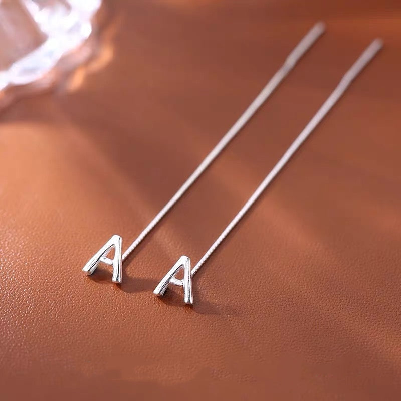 Sterling Silver 26 Letters Threader Earrings