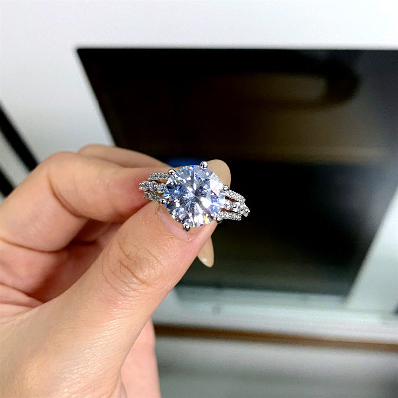 Sterling Silver 5 Carat Moissanite Rings