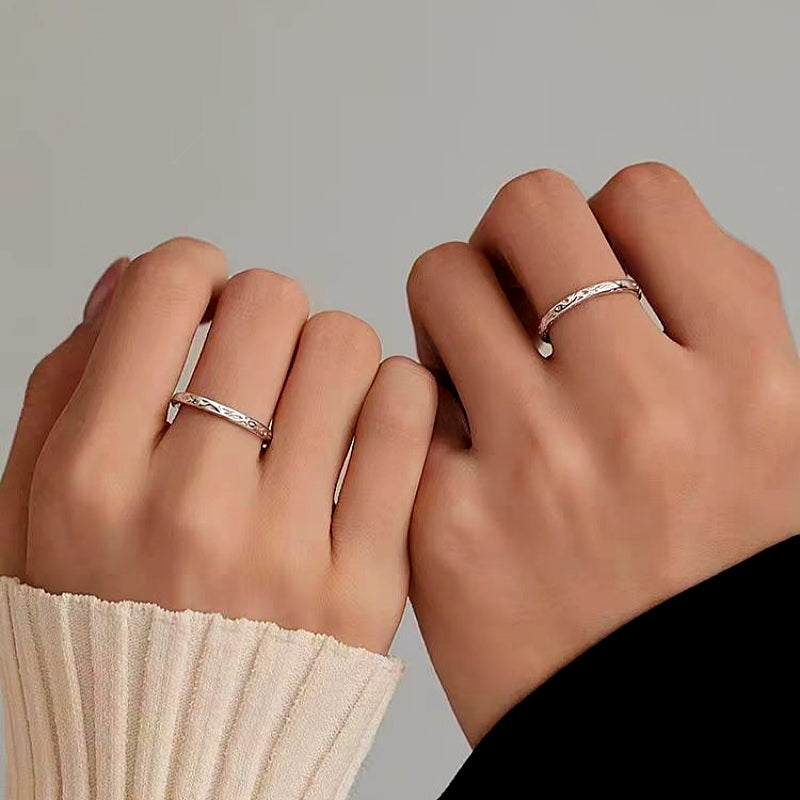 Sterling Silver Adjustable Candy Paper Couple Rings