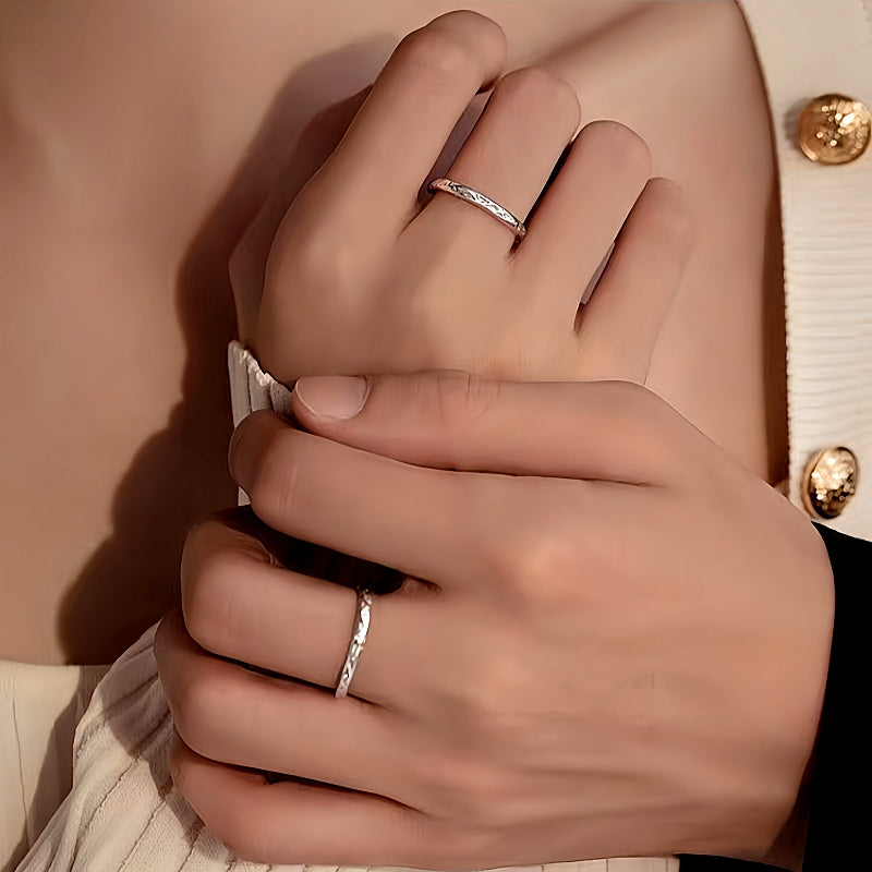 Sterling Silver Adjustable Candy Paper Couple Rings