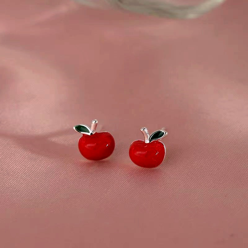 Sterling Silver Apple Stud Earrings