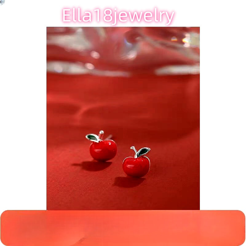 Sterling Silver Apple Stud Earrings