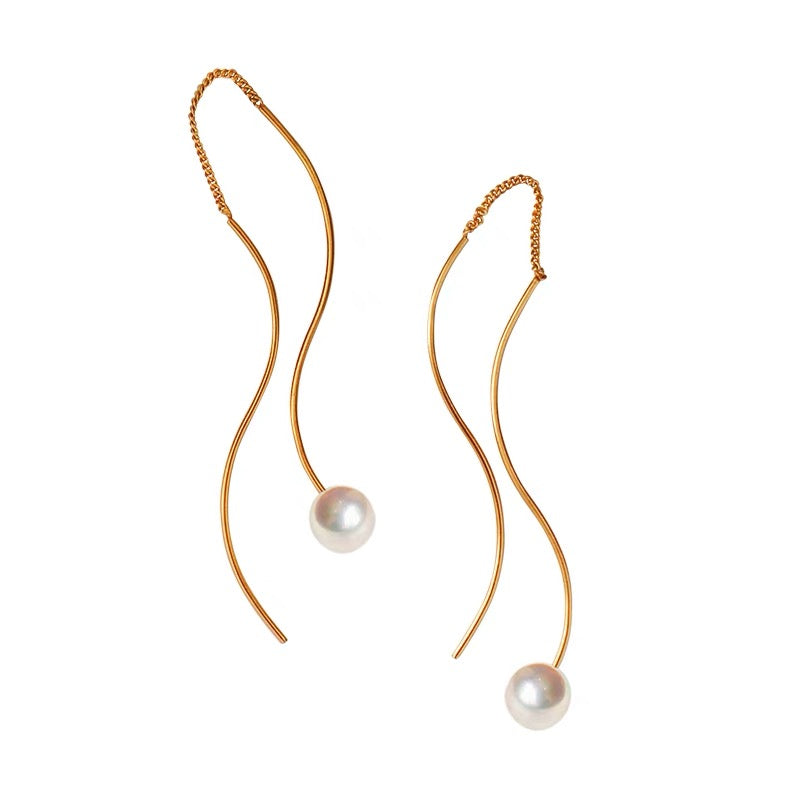 Sterling Silver Artificial Pearl Threader Earrings