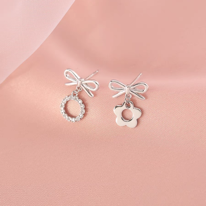 Sterling Silver Asymmetric Bow Earrings