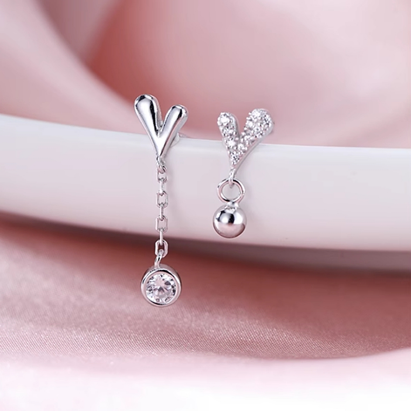 Sterling Silver Asymmetrical Heart Earrings