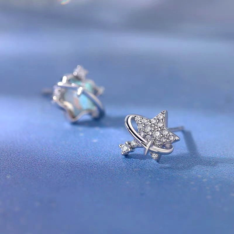 Sterling Silver Asymmetrical Star Earrings