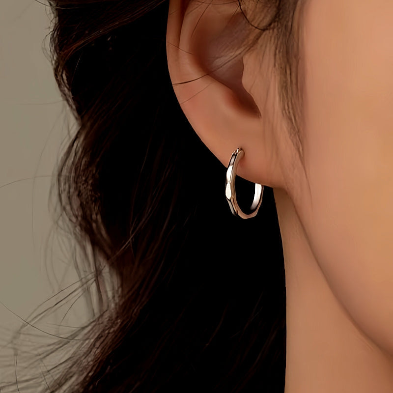 Sterling Silver Bamboo Hoop Earrings