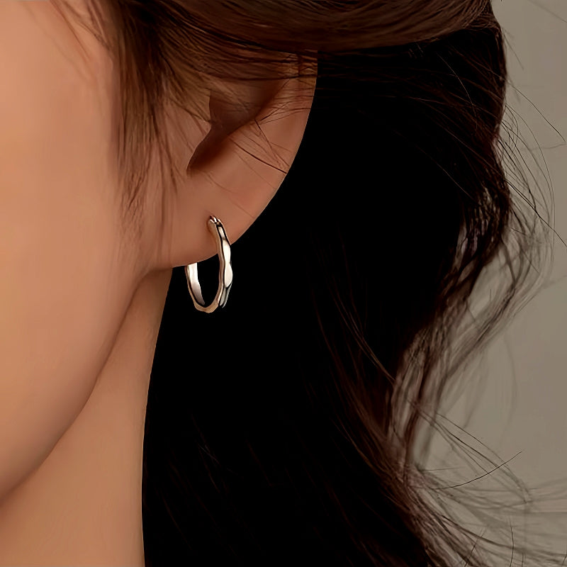Sterling Silver Bamboo Hoop Earrings