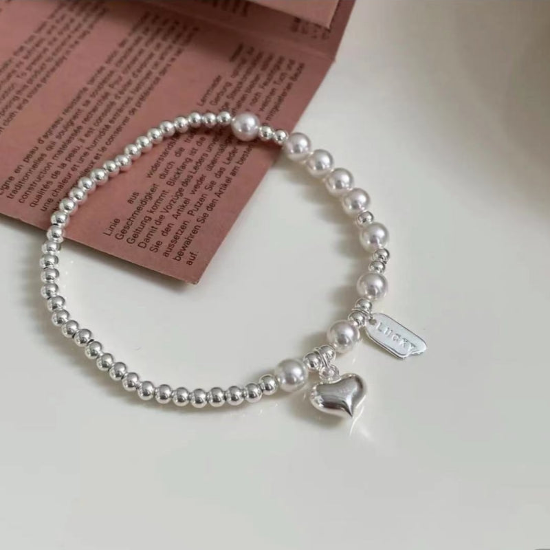Sterling Silver Beaded Elastic Bracelets