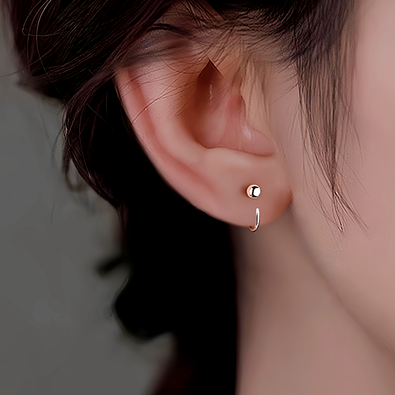 Sterling Silver Bean Ear Hook Earrings