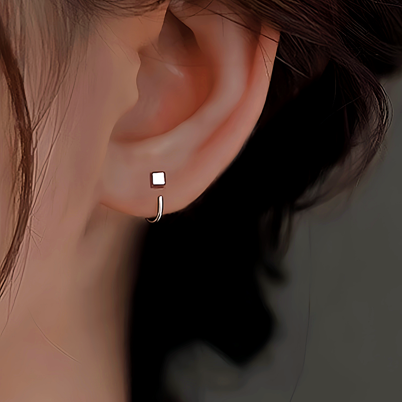 Sterling Silver Bean Ear Hook Earrings