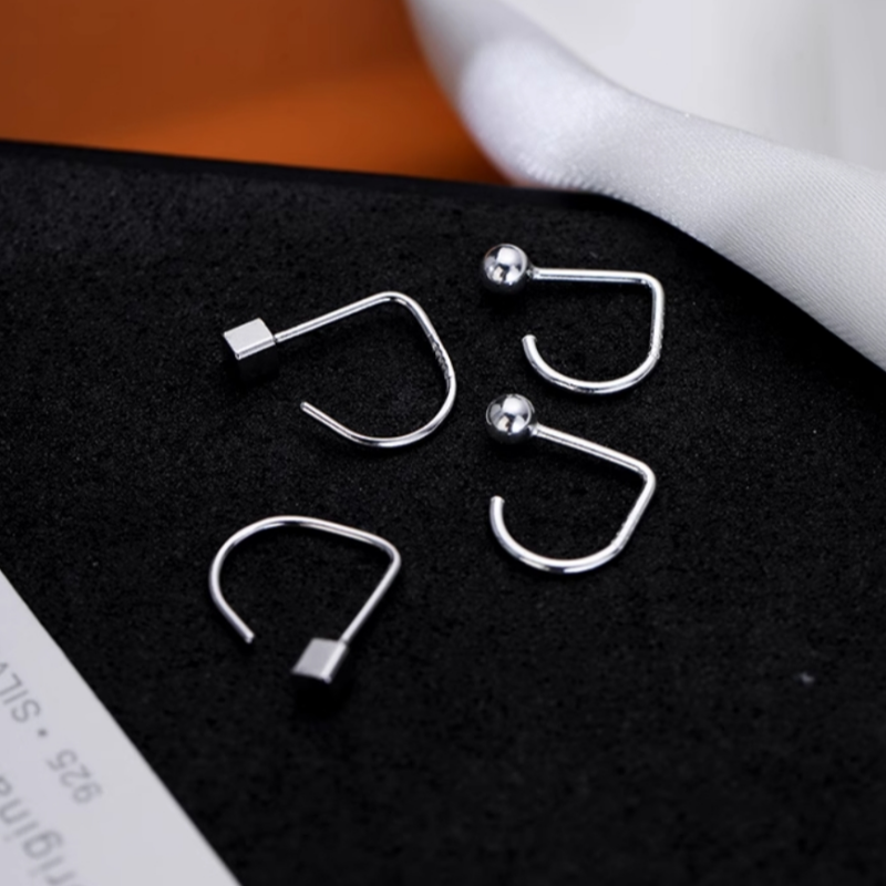 Sterling Silver Bean Ear Hook Earrings