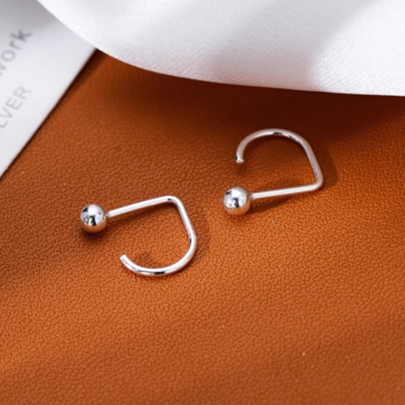 Sterling Silver Bean Ear Hook Earrings