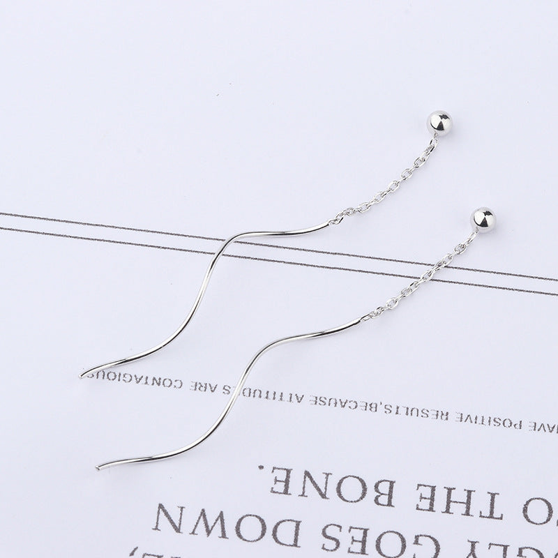 Sterling Silver Bean Threader Earrings