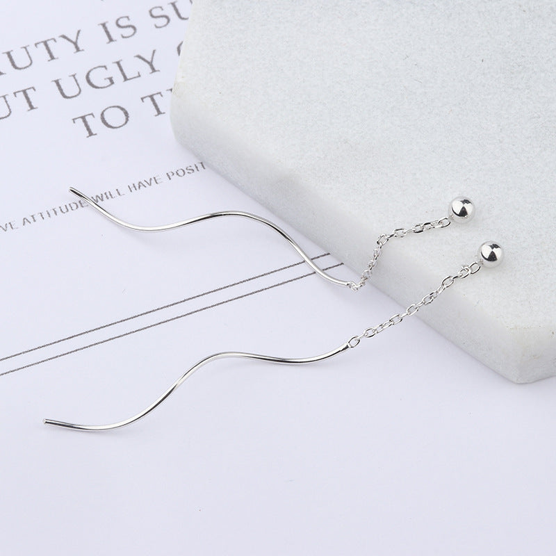 Sterling Silver Bean Threader Earrings