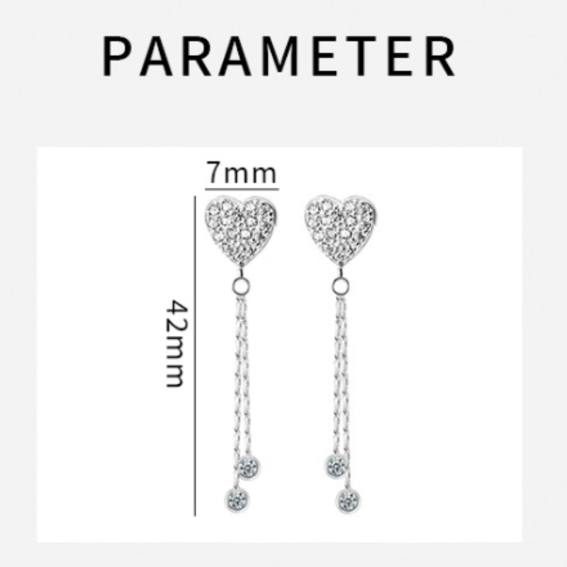 Sterling Silver Bling Heart Earrings