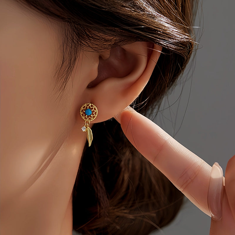 Sterling Silver Blue Bead Earrings