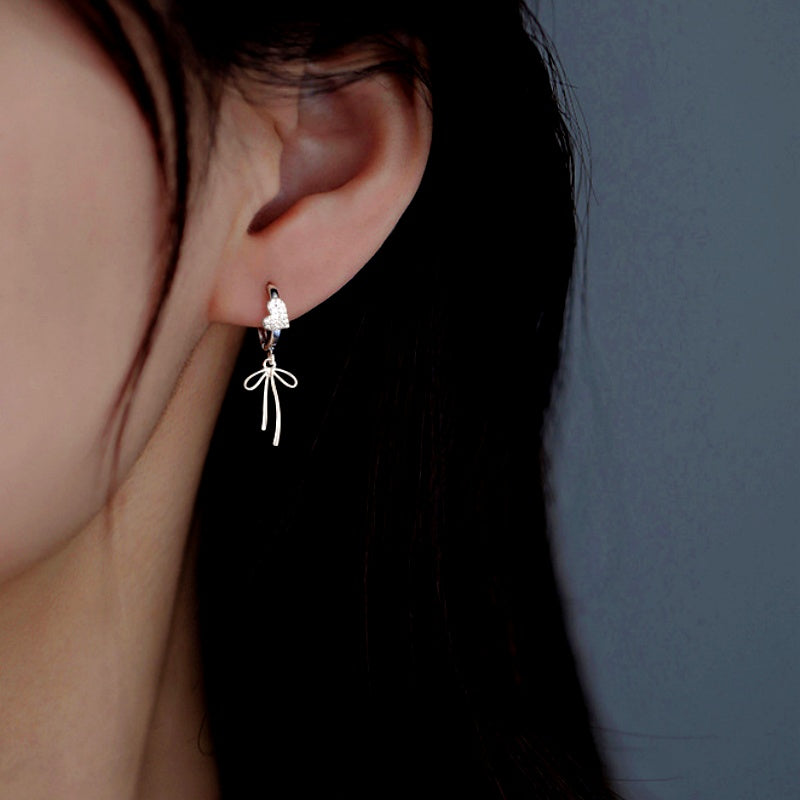 Sterling Silver Bow Heart Earrings