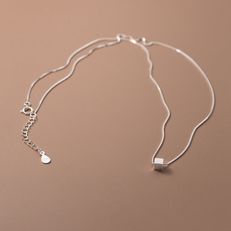 Sterling Silver Brushed Square Necklaces