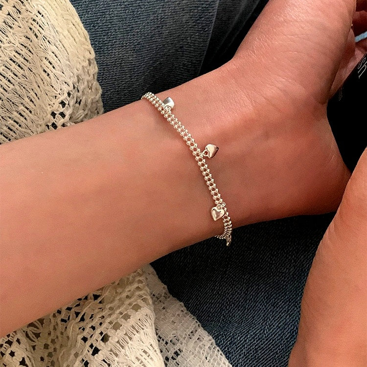 Sterling Silver Butterfly And Heart Bracelets