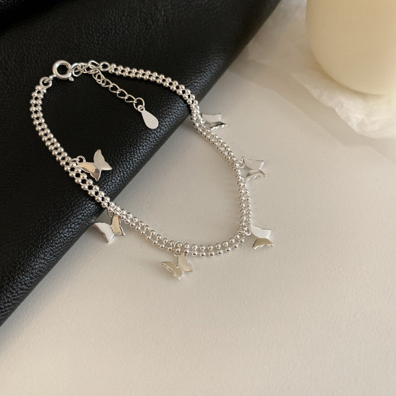 Sterling Silver Butterfly And Heart Bracelets