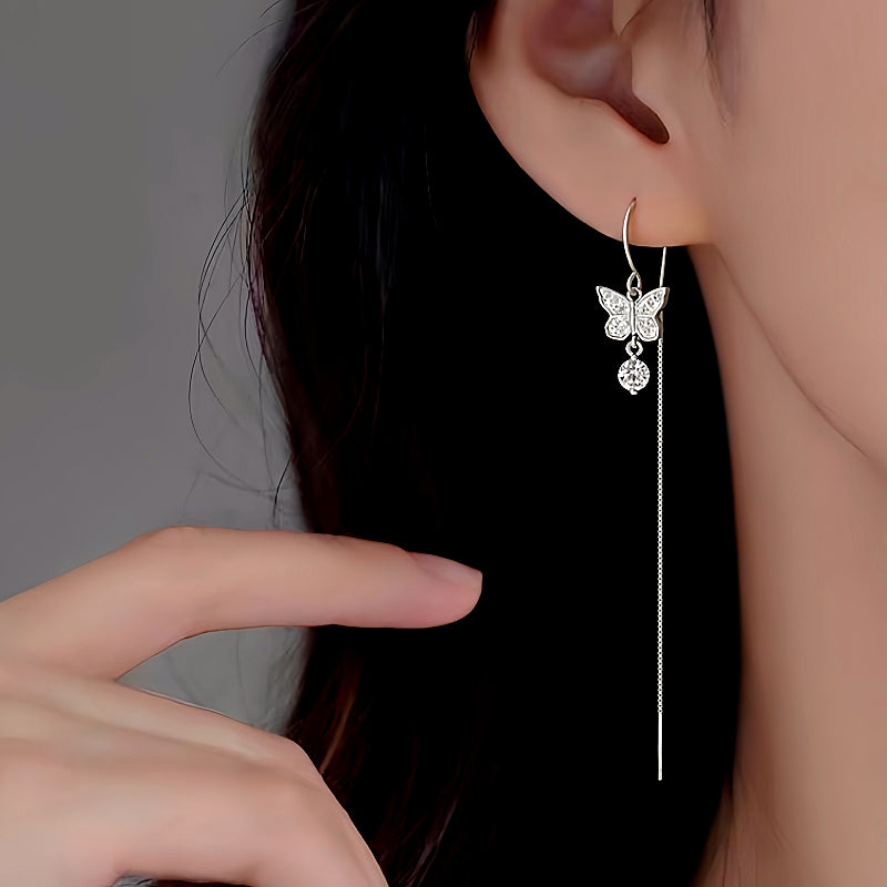 Sterling Silver Butterfly Threader Earrings