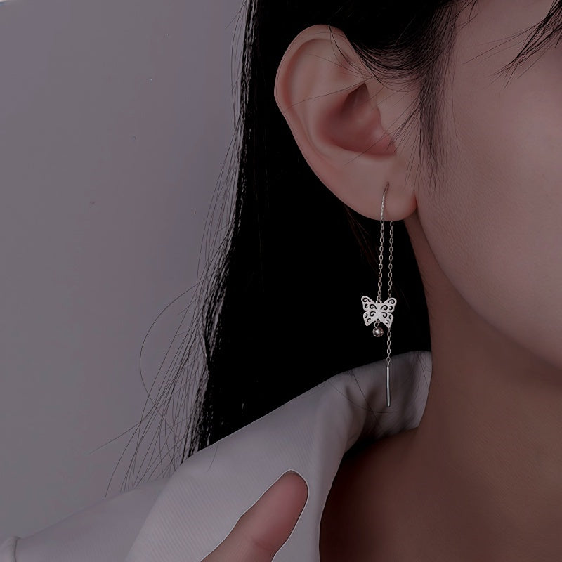 Sterling Silver Butterfly Threader Earrings
