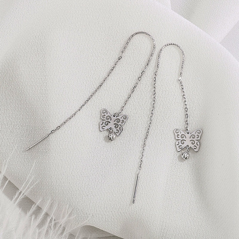 Sterling Silver Butterfly Threader Earrings