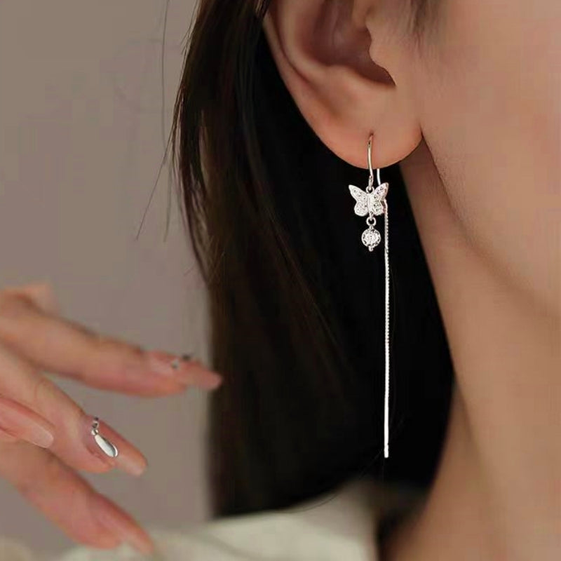 Sterling Silver Butterfly Threader Earrings