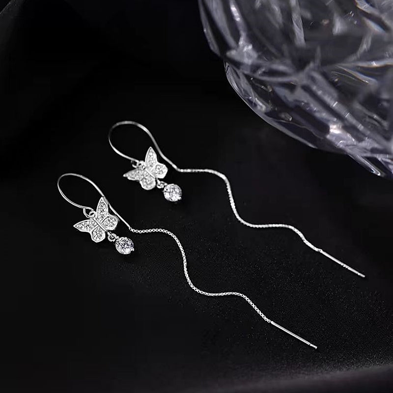 Sterling Silver Butterfly Threader Earrings