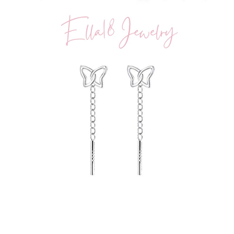 Sterling Silver Butterfly Threader Earrings