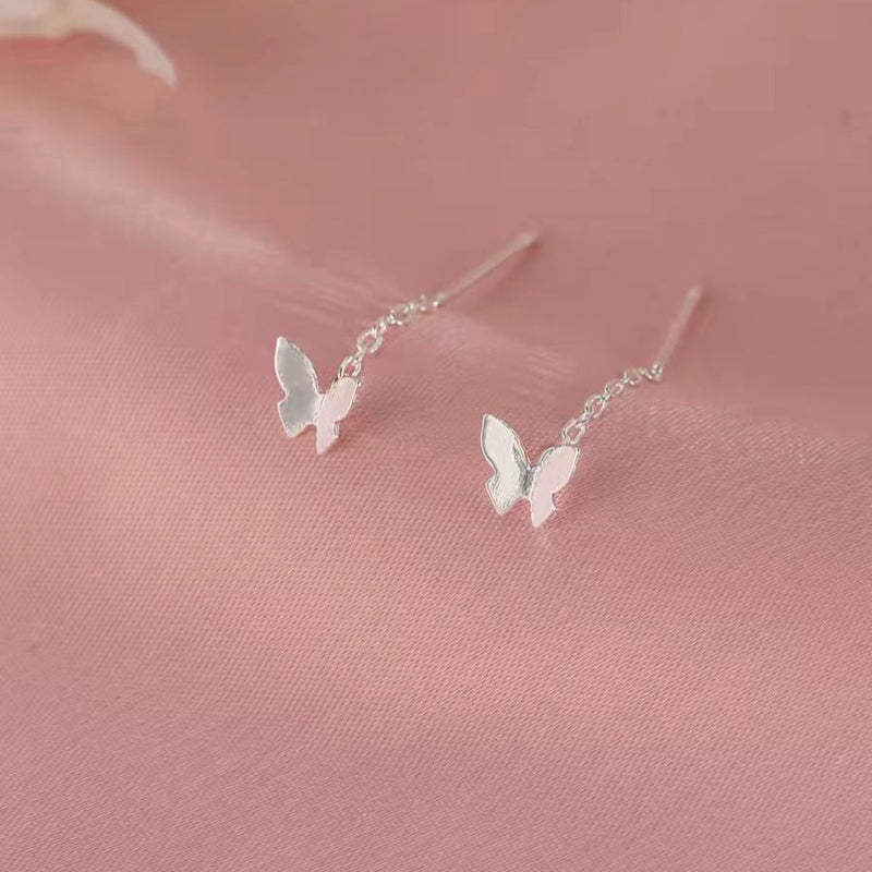 Sterling Silver Butterfly Threader Earrings