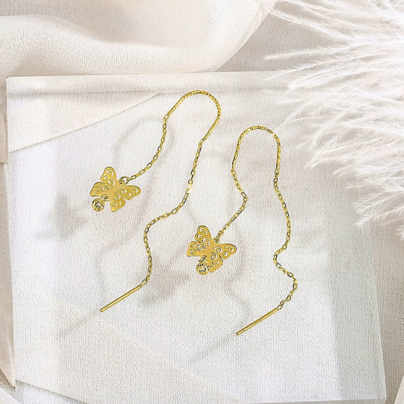 Sterling Silver Butterfly Threader Earrings