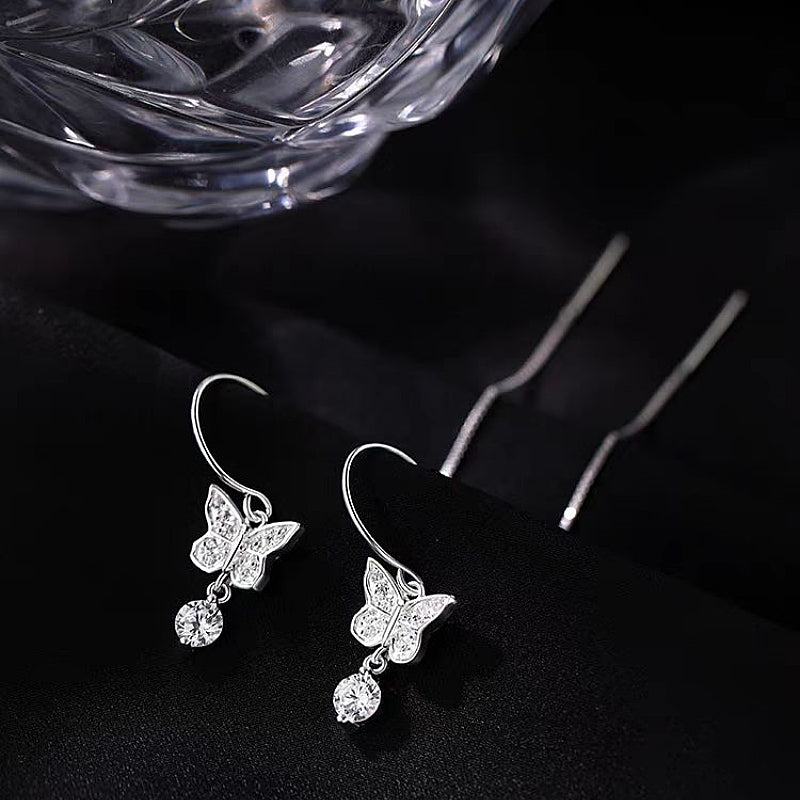 Sterling Silver Butterfly Threader Earrings