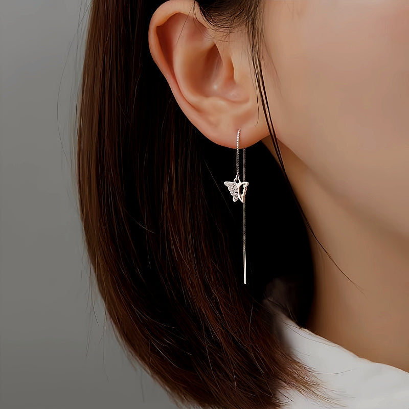 Sterling Silver Butterfly Threader Earrings